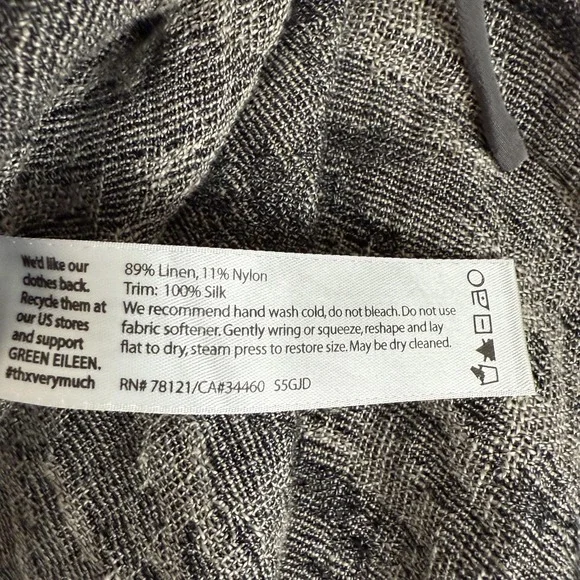 Eileen Fisher Jacket Womens Petite Large Gray Linen Silk Trim Kimono Tie Front - Picture 5 of 9